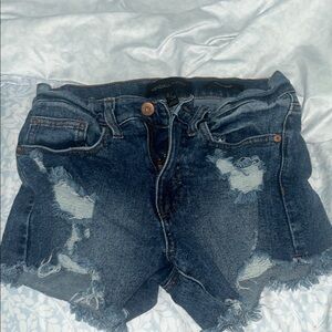 Kendall & Kylie Dark Blue Distressed Jean Shorts